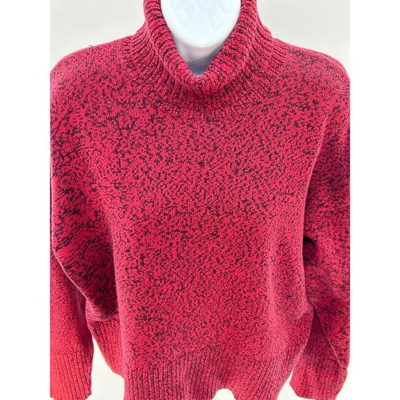 Bryn Walker Red Turtle Neck Oversized Cotton S Sweater Classic Heritage Cabin - Picture 2 of 9